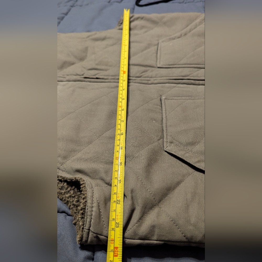 WOLVERINE Mens Zip Up Sherpa Lined Dark Greyish Khaki Colored Vest Size Large - Picture 11 of 12